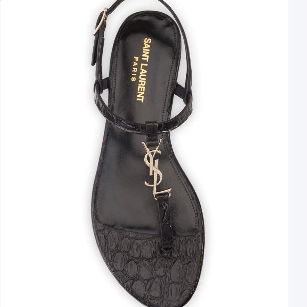 SAINT LAURENT
Cassandra Mock-Croc YSL Slingback Sandals